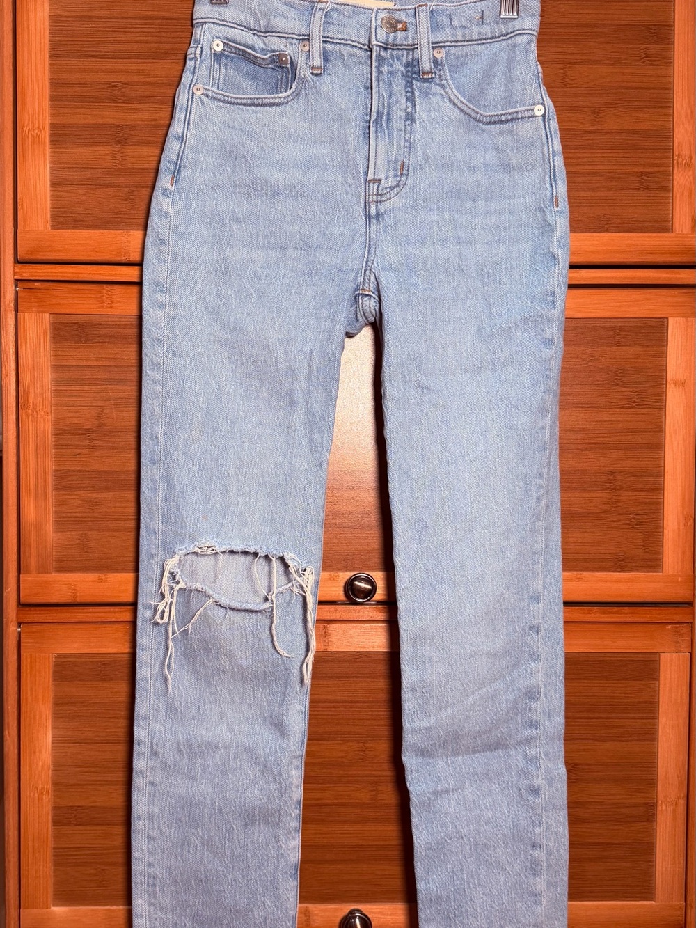 Madewell Light Blue Straight Leg Distressed Jeans
